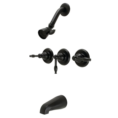Kingston Brass ThreeHandle Tub and Shower Faucet, Matte Black KB230KL